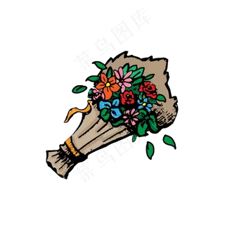 绿色手绘装饰花束绿叶png素材