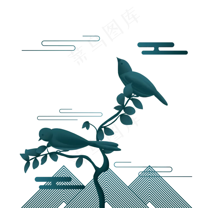 中国风新中式花鸟(2000X2000(DPI:300))psd模版下载