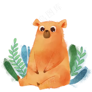 水彩动物手绘熊元素