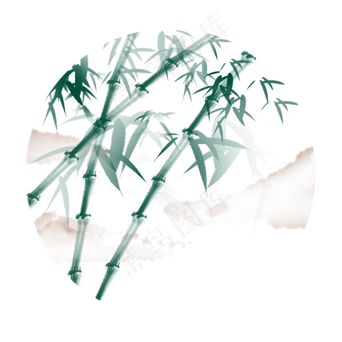 水墨山水竹子元素插画