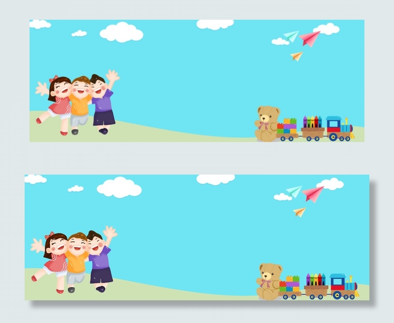 六一儿童节蓝色背景banner