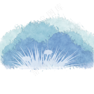 蓝色水彩风草丛免费下载