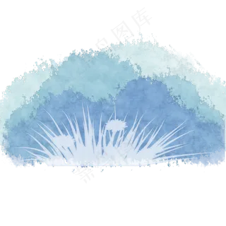 蓝色水彩风草丛免费下载