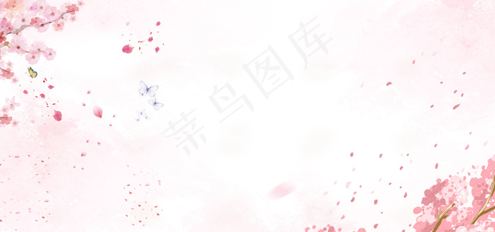 桃花节简约花瓣桃树白色banner