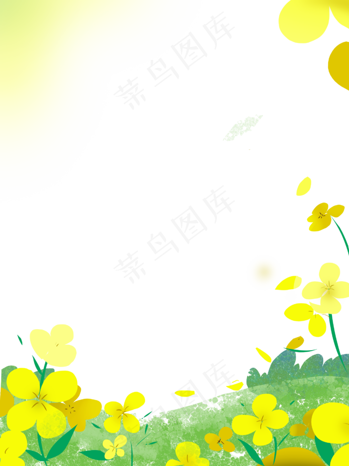 春天春花黄花美景装饰边框清明节(3000X4000(DPI:300))psd模版下载