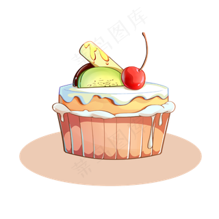 粉色蛋糕水果手绘樱桃卡通