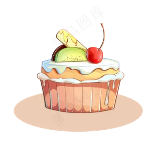 粉色蛋糕水果手绘樱桃卡通