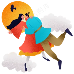 七夕牛郎织女幽会,免抠元素