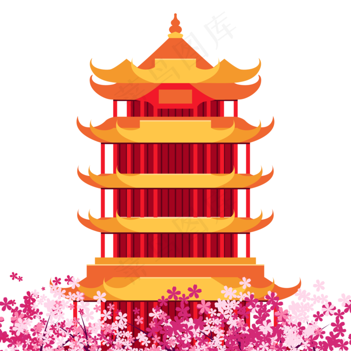 春暖花开黄鹤楼(2084*2084px 300 dpi )ai矢量模版下载