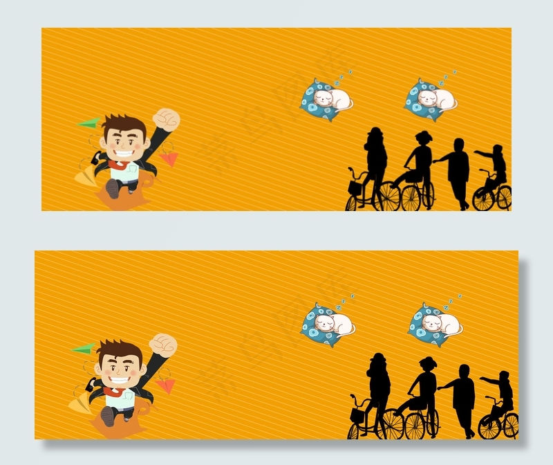 招聘季广告黄色背景可爱卡通背景图