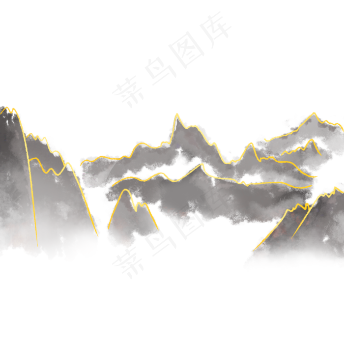 黑金中国风水墨山水