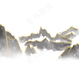 黑金中国风水墨山水