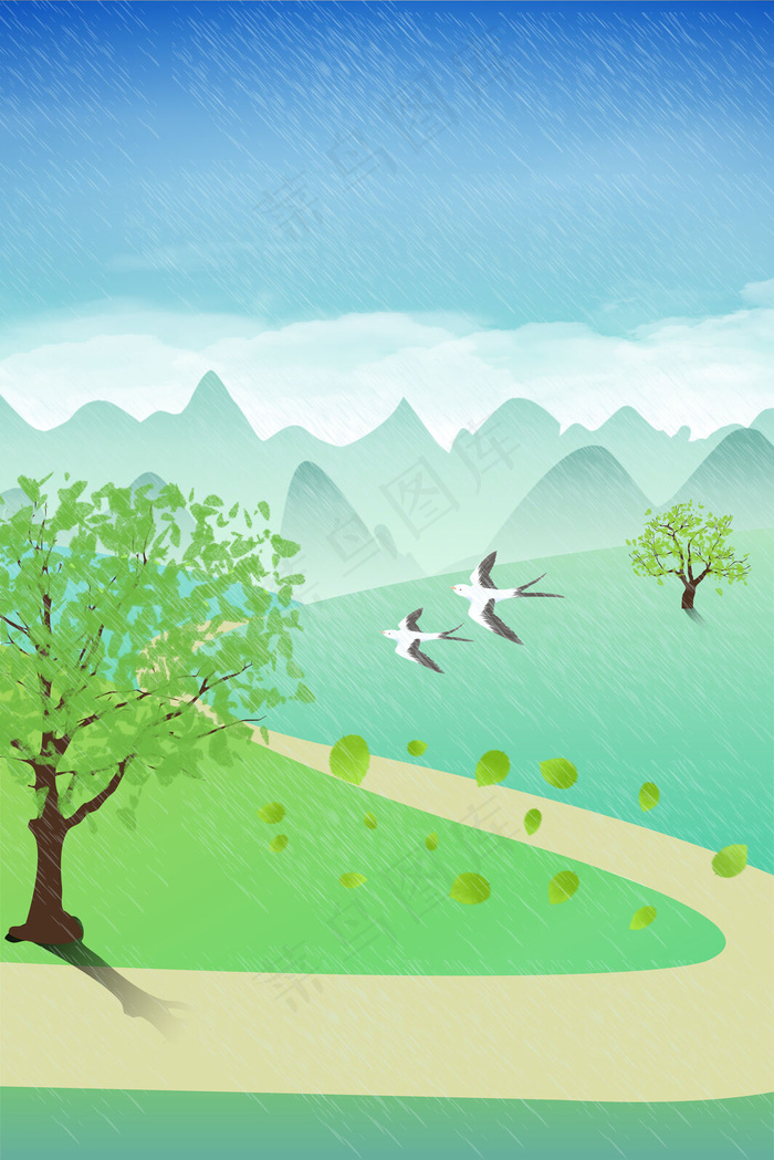 小清新风格清明节背景图