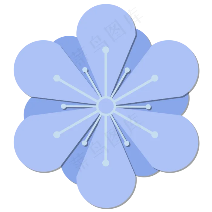 蓝色立体折纸樱花(2000X2000(DPI:299))psd模版下载
