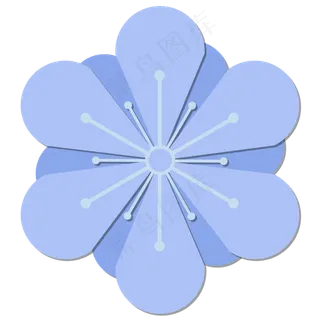 蓝色立体折纸樱花