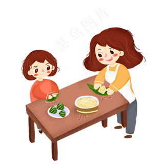 端午节包粽子人物素材