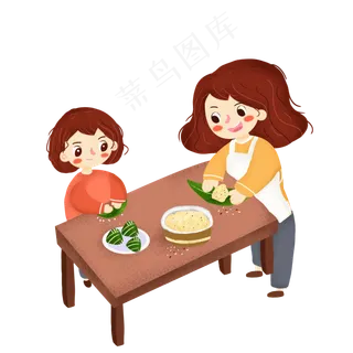 端午节包粽子人物素材