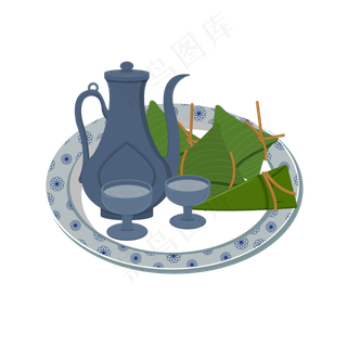 手绘矢量扁平卡通端午节食物粽子