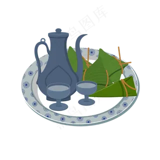 手绘矢量扁平卡通端午节食物粽子