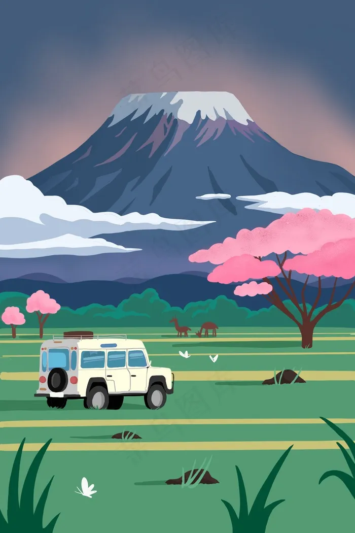 春游春季樱花雪山(3545X5315(DPI:300))psd模版下载