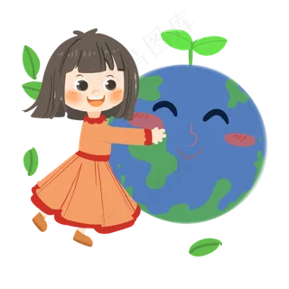 世界地球日女生拥抱地球