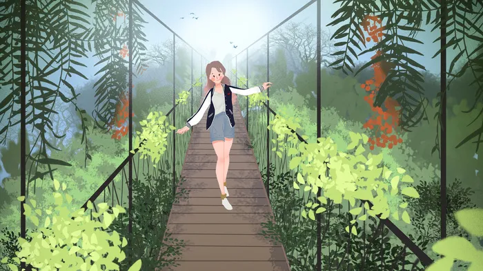 夏天旅游游玩桥索