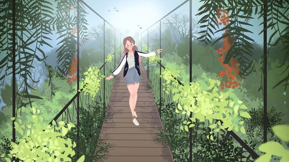 夏天旅游游玩桥索