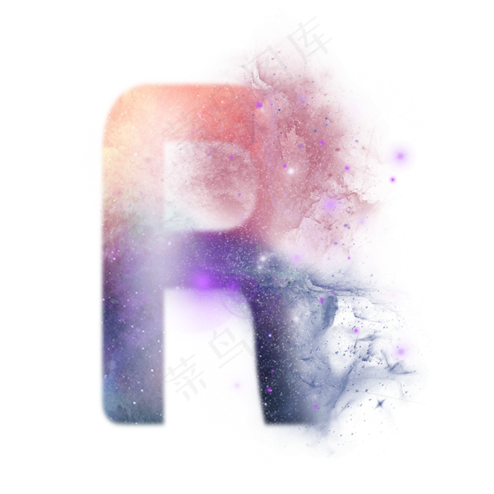 创意星空蓝色红色字母R,免抠元素艺术字(3000X3000(DPI:300))psd模版下载