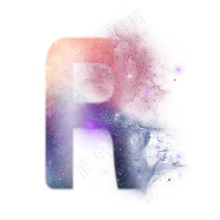 创意星空蓝色红色字母R,免抠元素艺术字