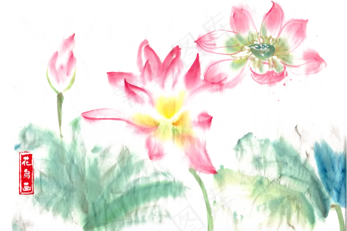 水墨画映日荷花(6001X4000(DPI:300))psd模版下载