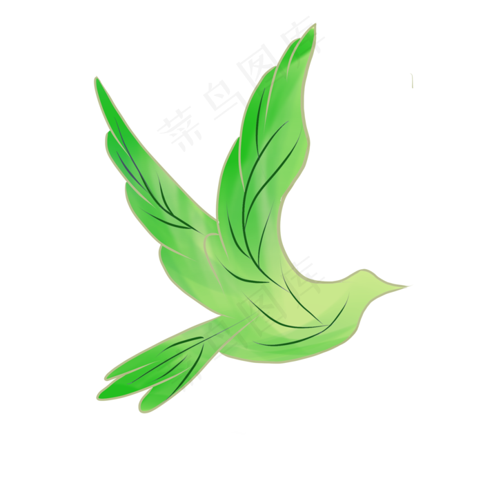 绿色雕刻和平鸽插画