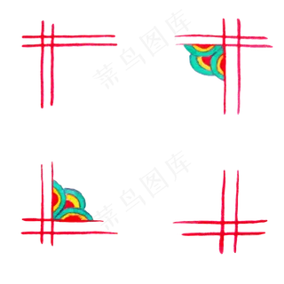 手绘正方形红色边框,免抠元素