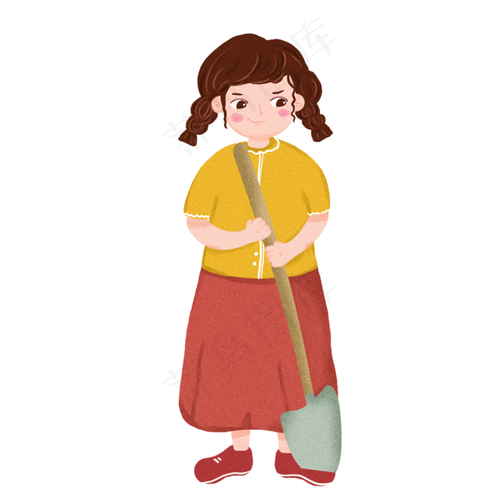 卡通植树节女孩PNG素材