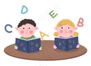 教育培训读英语书的孩子们英语培