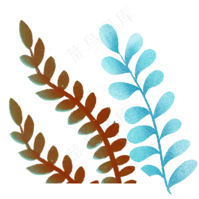 装饰的绿色叶子植物(2000X2000(DPI:300))psd模版下载