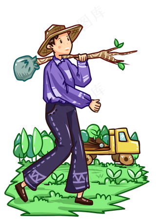 植树节那树苗的小孩