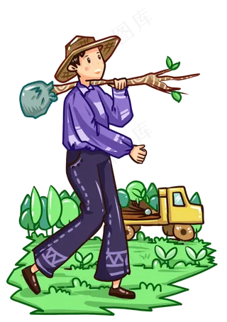 植树节那树苗的小孩