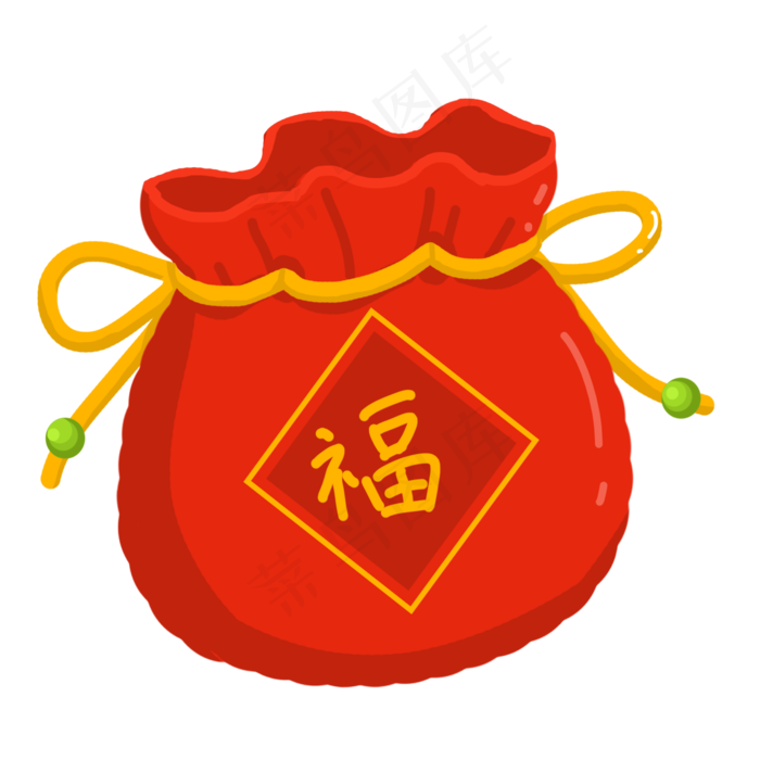 贺新年红色福字福袋,免抠元素(2000X2000(DPI:300))psd模版下载