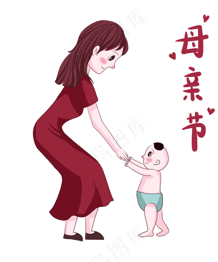 母亲节妈妈女儿温馨拥抱矢量插图