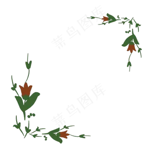 春天花束绿叶边框