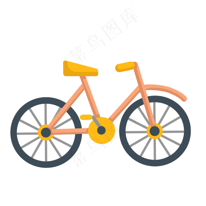 黄色的自行车插画,免抠元素