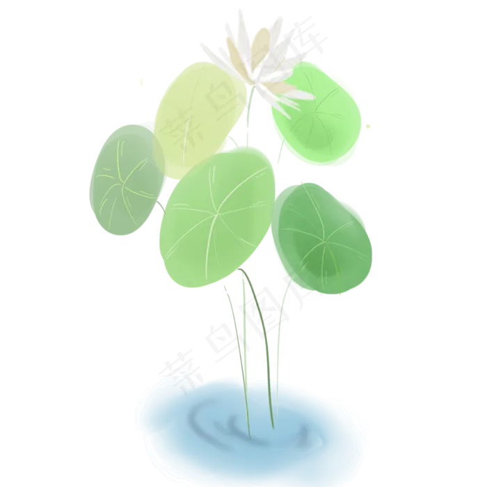 夏季水墨白色荷花(2000X2000(DPI:300))psd模版下载