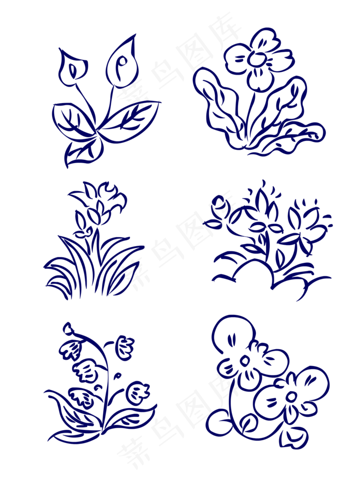 手绘花简笔画小素花素材