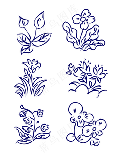 手绘花简笔画小素花素材