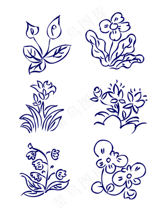 手绘花简笔画小素花素材