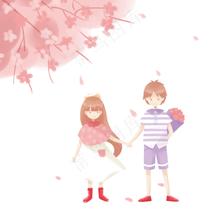 小情侣坐在大树下