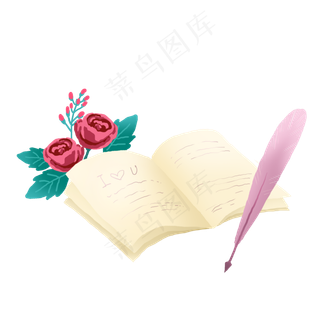 情人节浪漫玫瑰和日记本PNG免抠素