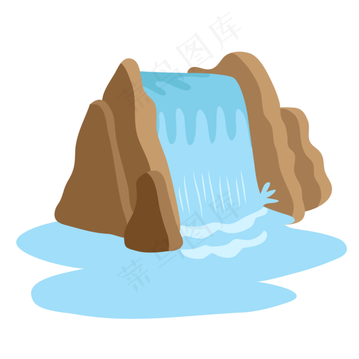 瀑布景色矢量插画PNG,免抠元素