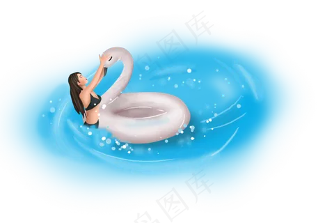 大暑手绘游泳的女孩 大暑手绘游泳的女孩
