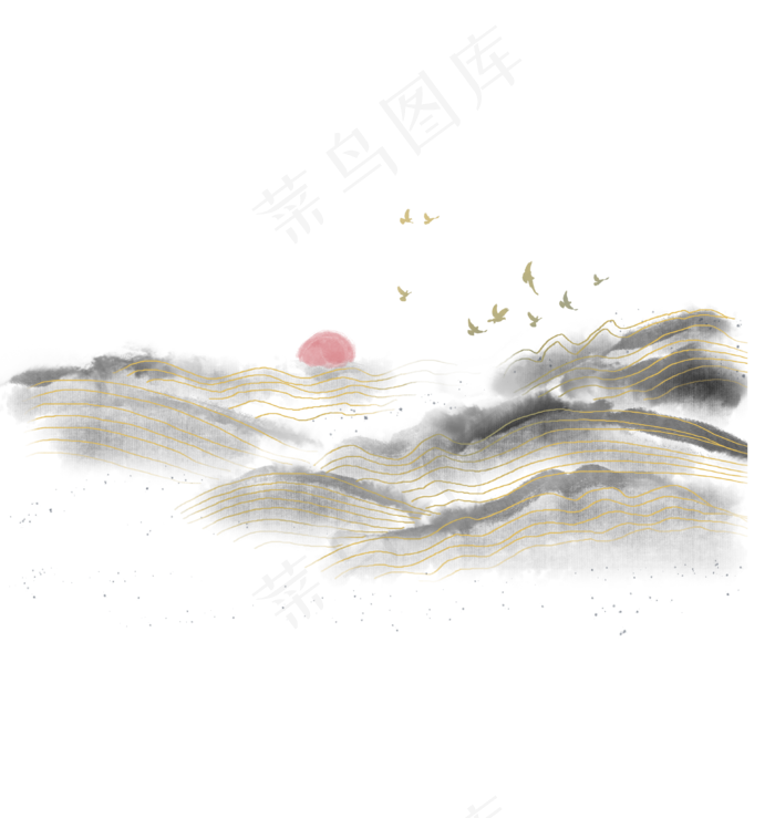中国风金线山水(3134X3309(DPI:300))psd模版下载